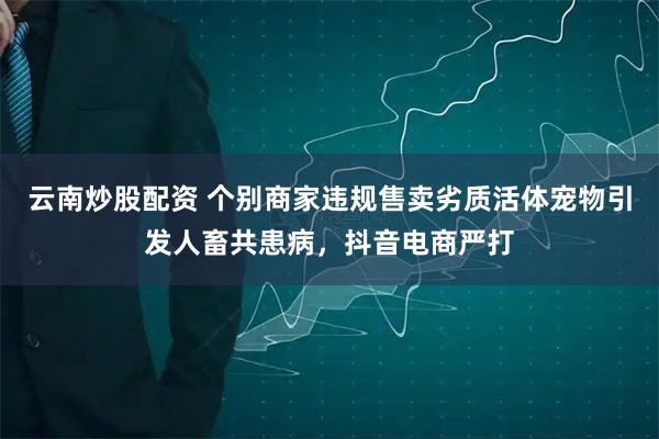 云南炒股配资 个别商家违规售卖劣质活体宠物引发人畜共患病，抖音电商严打
